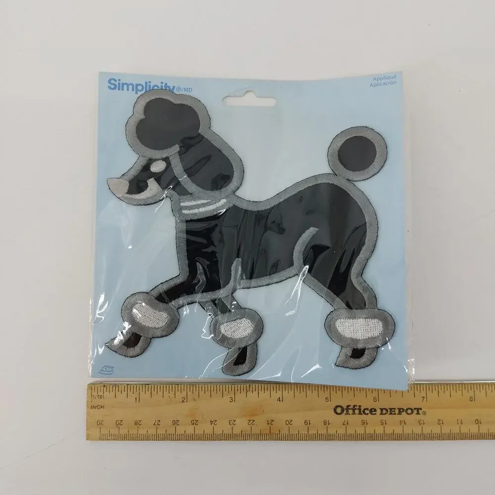 Simplicity Black Poodle Dog Applique Clothing Iron Costume
